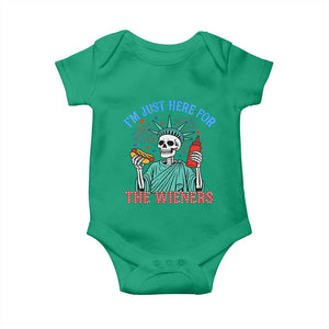 Funny Skeleton Lady Liberty Baby Onesie I'm Just Here For The Wieners 4th Of July Hot Dog TS02 Irish Green Print Your Wear