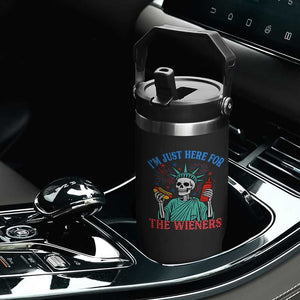 Funny Skeleton Lady Liberty Flip Straw Tumbler I'm Just Here For The Wieners 4th Of July Hot Dog TS02 Print Your Wear