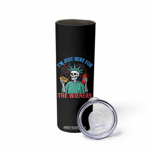 Funny Skeleton Lady Liberty Skinny Tumbler I'm Just Here For The Wieners 4th Of July Hot Dog TS02 Print Your Wear