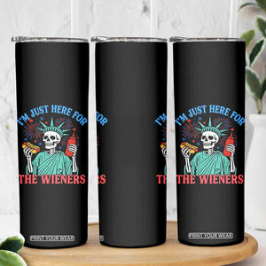 Funny Skeleton Lady Liberty Skinny Tumbler I'm Just Here For The Wieners 4th Of July Hot Dog TS02 Print Your Wear