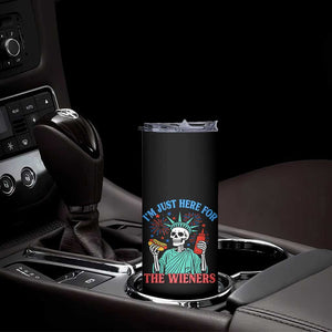 Funny Skeleton Lady Liberty Skinny Tumbler I'm Just Here For The Wieners 4th Of July Hot Dog TS02 Print Your Wear