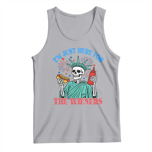 Funny Skeleton Lady Liberty Tank Top I'm Just Here For The Wieners 4th Of July Hot Dog TS02 Athletic Heather Print Your Wear