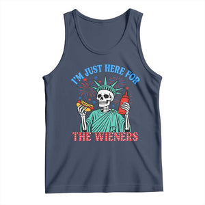 Funny Skeleton Lady Liberty Tank Top I'm Just Here For The Wieners 4th Of July Hot Dog TS02 Navy Print Your Wear