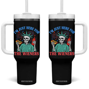 Funny Skeleton Lady Liberty Tumbler With Handle I'm Just Here For The Wieners 4th Of July Hot Dog TS02 One Size: 40 oz Black Print Your Wear