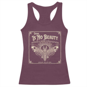 Funny Skull Moth Racerback Tank Top There Is No Beauty Without Some Strangeness Edgar Poe TS11 Maroon Print Your Wear