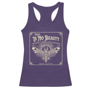 Funny Skull Moth Racerback Tank Top There Is No Beauty Without Some Strangeness Edgar Poe TS11 Purple Print Your Wear