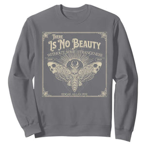 Funny Skull Moth Sweatshirt There Is No Beauty Without Some Strangeness Edgar Poe TS11 Charcoal Print Your Wear