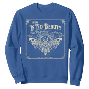 Funny Skull Moth Sweatshirt There Is No Beauty Without Some Strangeness Edgar Poe TS11 Royal Blue Print Your Wear