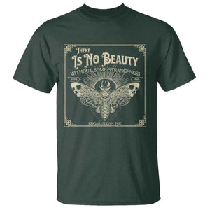 Funny Skull Moth T Shirt There Is No Beauty Without Some Strangeness Edgar Poe TS11 Dark Forest Green Print Your Wear