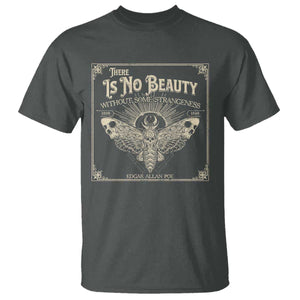 Funny Skull Moth T Shirt There Is No Beauty Without Some Strangeness Edgar Poe TS11 Dark Heather Print Your Wear
