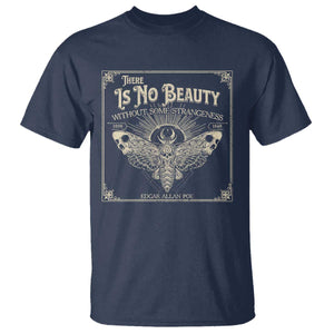 Funny Skull Moth T Shirt There Is No Beauty Without Some Strangeness Edgar Poe TS11 Navy Print Your Wear