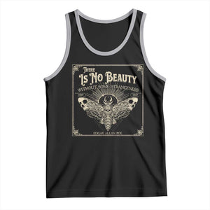 Funny Skull Moth Tank Top There Is No Beauty Without Some Strangeness Edgar Poe TS11 Black Athletic Heather Print Your Wear