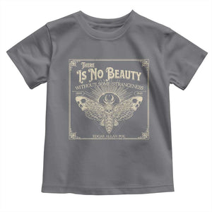 Funny Skull Moth Toddler T Shirt There Is No Beauty Without Some Strangeness Edgar Poe TS11 Charcoal Print Your Wear