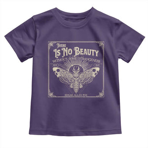 Funny Skull Moth Toddler T Shirt There Is No Beauty Without Some Strangeness Edgar Poe TS11 Purple Print Your Wear
