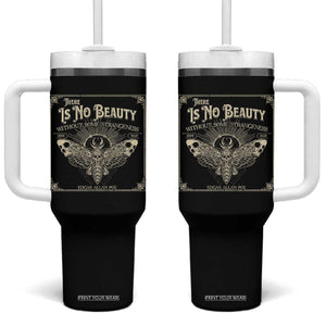 Funny Skull Moth Tumbler With Handle There Is No Beauty Without Some Strangeness Edgar Poe TS11 One Size: 40 oz Black Print Your Wear