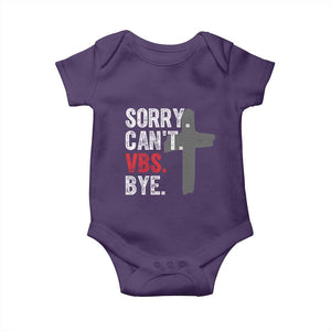 Funny Sorry Can't VBS Bye Baby Onesie VBS Cross TS11 Purple Print Your Wear
