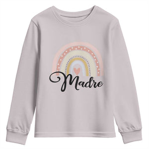 Funny Spanish Latina Mom Madre Youth Sweatshirt Cute Rainbow TS11 Ice Gray Print Your Wear