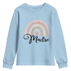 Funny Spanish Latina Mom Madre Youth Sweatshirt Cute Rainbow TS11 Light Blue Print Your Wear