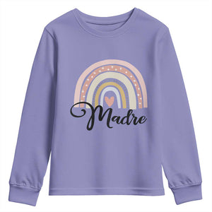Funny Spanish Latina Mom Madre Youth Sweatshirt Cute Rainbow TS11 Violet Print Your Wear