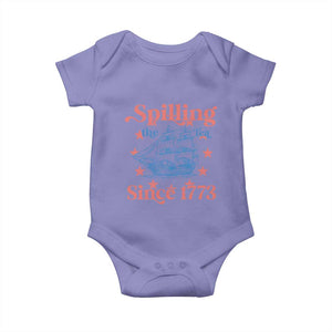 Funny Spilling The Tea Since 1776 Baby Onesie Us History Teacher 4th Of July TS11 Violet Print Your Wear