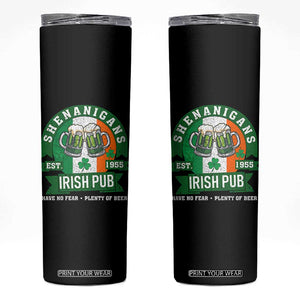 Funny St Patrick's Day Beer Drinking Skinny Tumbler Shenanigans Irish Pub Have No Fear Plenty Of Beer TS11 Black Print Your Wear