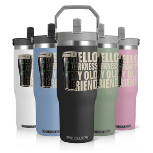 Funny St Patrick's Day Black Irish Beer Flip Straw Tumbler Hello Darkness My Old Friend Shamrock TS11 Print Your Wear