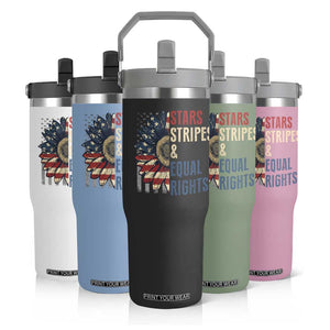 Funny Stars Stripes And Equal Rights Flip Straw Tumbler 4th Of July Women's Rights Sunflower TS11 Print Your Wear