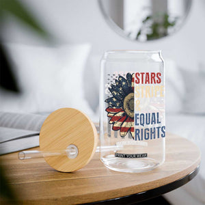 Funny Stars Stripes And Equal Rights Glass Can 4th Of July Women's Rights Sunflower TS11 Print Your Wear