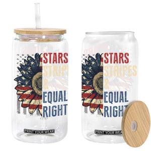Funny Stars Stripes And Equal Rights Glass Can 4th Of July Women's Rights Sunflower TS11 Black Print Your Wear