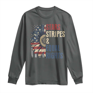 Funny Stars Stripes And Equal Rights Long Sleeve Shirt 4th Of July Women's Rights Sunflower TS11 Dark Heather Print Your Wear