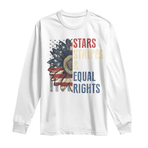 Funny Stars Stripes And Equal Rights Long Sleeve Shirt 4th Of July Women's Rights Sunflower TS11 White Print Your Wear