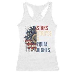 Funny Stars Stripes And Equal Rights Racerback Tank Top 4th Of July Women's Rights Sunflower TS11 White Print Your Wear