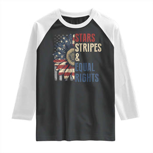 Funny Stars Stripes And Equal Rights Raglan Shirt 4th Of July Women's Rights Sunflower TS11 Black White Print Your Wear