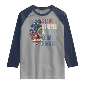 Funny Stars Stripes And Equal Rights Raglan Shirt 4th Of July Women's Rights Sunflower TS11 Sport Gray Navy Print Your Wear