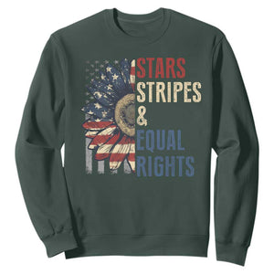 Funny Stars Stripes And Equal Rights Sweatshirt 4th Of July Women's Rights Sunflower TS11 Dark Forest Green Print Your Wear