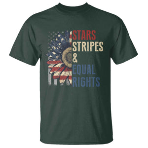 Funny Stars Stripes And Equal Rights T Shirt 4th Of July Women's Rights Sunflower TS11 Dark Forest Green Print Your Wear