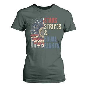 Funny Stars Stripes And Equal Rights T Shirt For Women 4th Of July Women's Rights Sunflower TS11 Dark Forest Green Print Your Wear