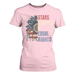 Funny Stars Stripes And Equal Rights T Shirt For Women 4th Of July Women's Rights Sunflower TS11 Light Pink Print Your Wear