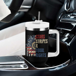 Funny Stars Stripes And Equal Rights Tumbler With Handle 4th Of July Women's Rights Sunflower TS11 Print Your Wear