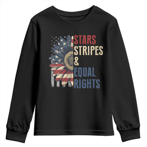 Funny Stars Stripes And Equal Rights Youth Sweatshirt 4th Of July Women's Rights Sunflower TS11 Black Print Your Wear