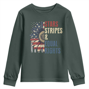 Funny Stars Stripes And Equal Rights Youth Sweatshirt 4th Of July Women's Rights Sunflower TS11 Dark Forest Green Print Your Wear
