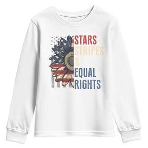 Funny Stars Stripes And Equal Rights Youth Sweatshirt 4th Of July Women's Rights Sunflower TS11 White Print Your Wear