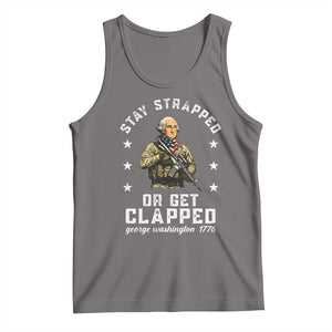 Funny Stay Trapped Or Get Clapped George Washington Tank Top 4th of July TS11 Deep Heather Print Your Wear