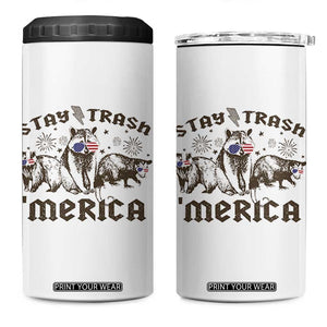 Funny Stay Trash Merica 4 in 1 Can Cooler Tumbler 4th Of July Racoon Opossum Badger TS11 One Size: 16 oz White Print Your Wear