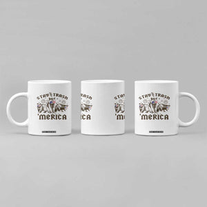 Funny Stay Trash Merica Coffee Mug 4th Of July Racoon Opossum Badger TS11 Print Your Wear