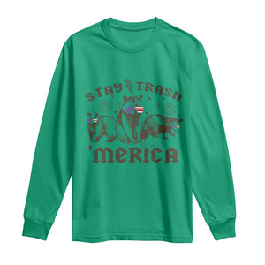 Funny Stay Trash Merica Long Sleeve Shirt 4th Of July Racoon Opossum Badger TS11 Irish Green Print Your Wear