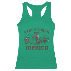 Funny Stay Trash Merica Racerback Tank Top 4th Of July Racoon Opossum Badger TS11 Irish Green Print Your Wear