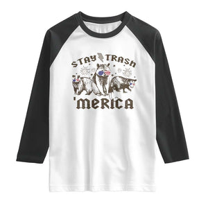 Funny Stay Trash Merica Raglan Shirt 4th Of July Racoon Opossum Badger TS11 White Black Print Your Wear