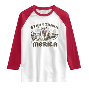 Funny Stay Trash Merica Raglan Shirt 4th Of July Racoon Opossum Badger TS11 White Red Print Your Wear