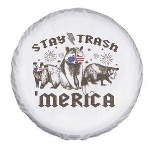 Funny Stay Trash Merica Spare Tire Cover 4th Of July Racoon Opossum Badger TS11 Print Your Wear